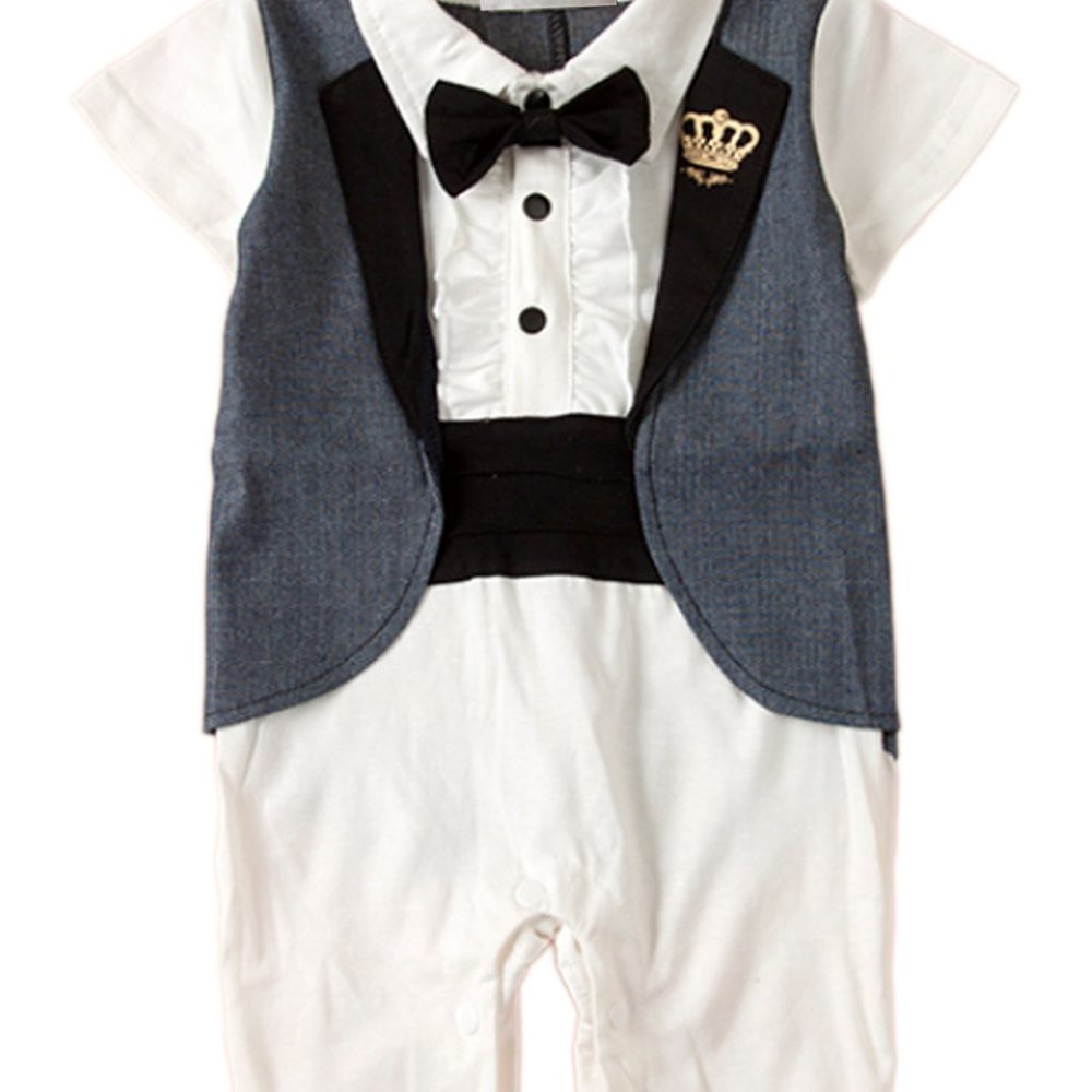 Black & White Tuxedo Cotton Baby Romper